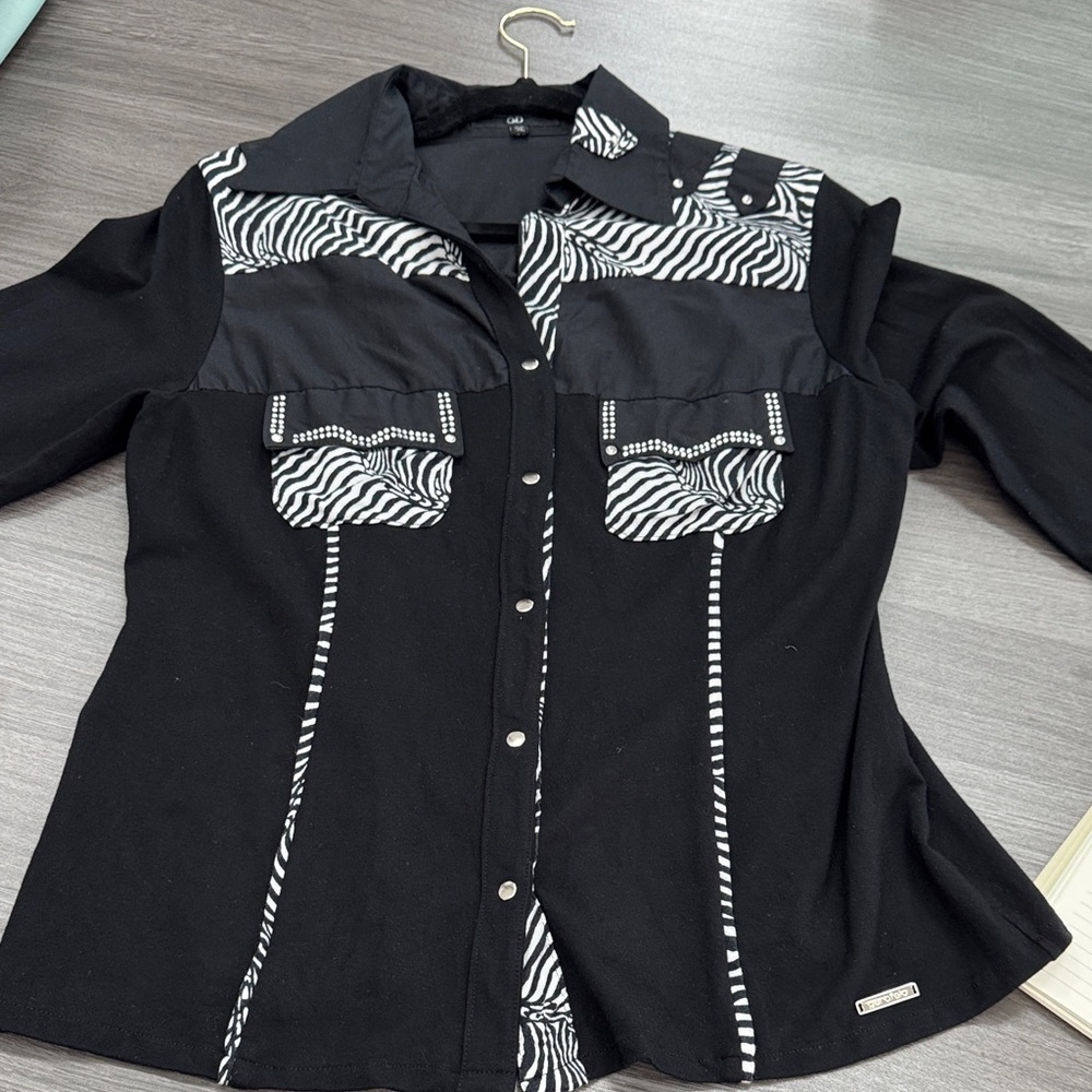 Black and White Button Down Shirt